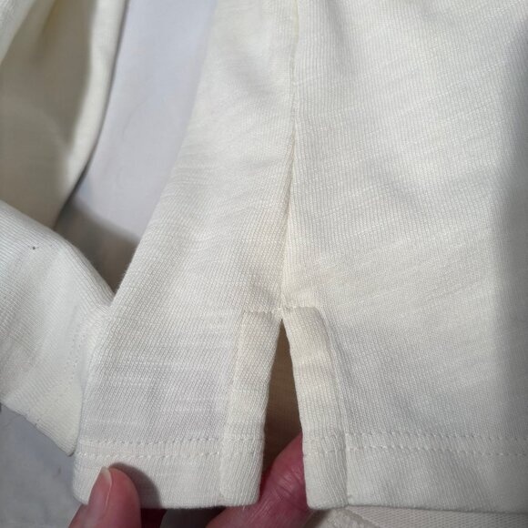 Talbots Long Sleeve Fall Autumn Embroidered Leaf Leaves Ivory Medium 100% Cotton - Picture 8 of 9